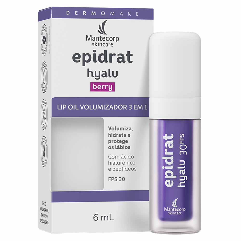 Hidratante Labial Volumizador Epidrat Hyalu Lip Oil FPS30 Mantecorp Skincare 6ml Cor Berry