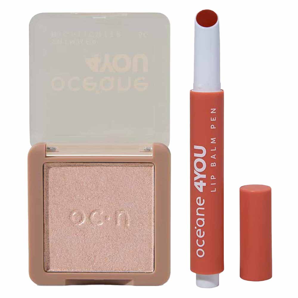Kit 4 You Océane Hidratante Labial Coral + Iluminador Em Pó Rose Océane