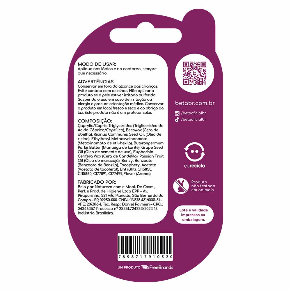 Hidratante Labial Beta Amora Roxo Ametista