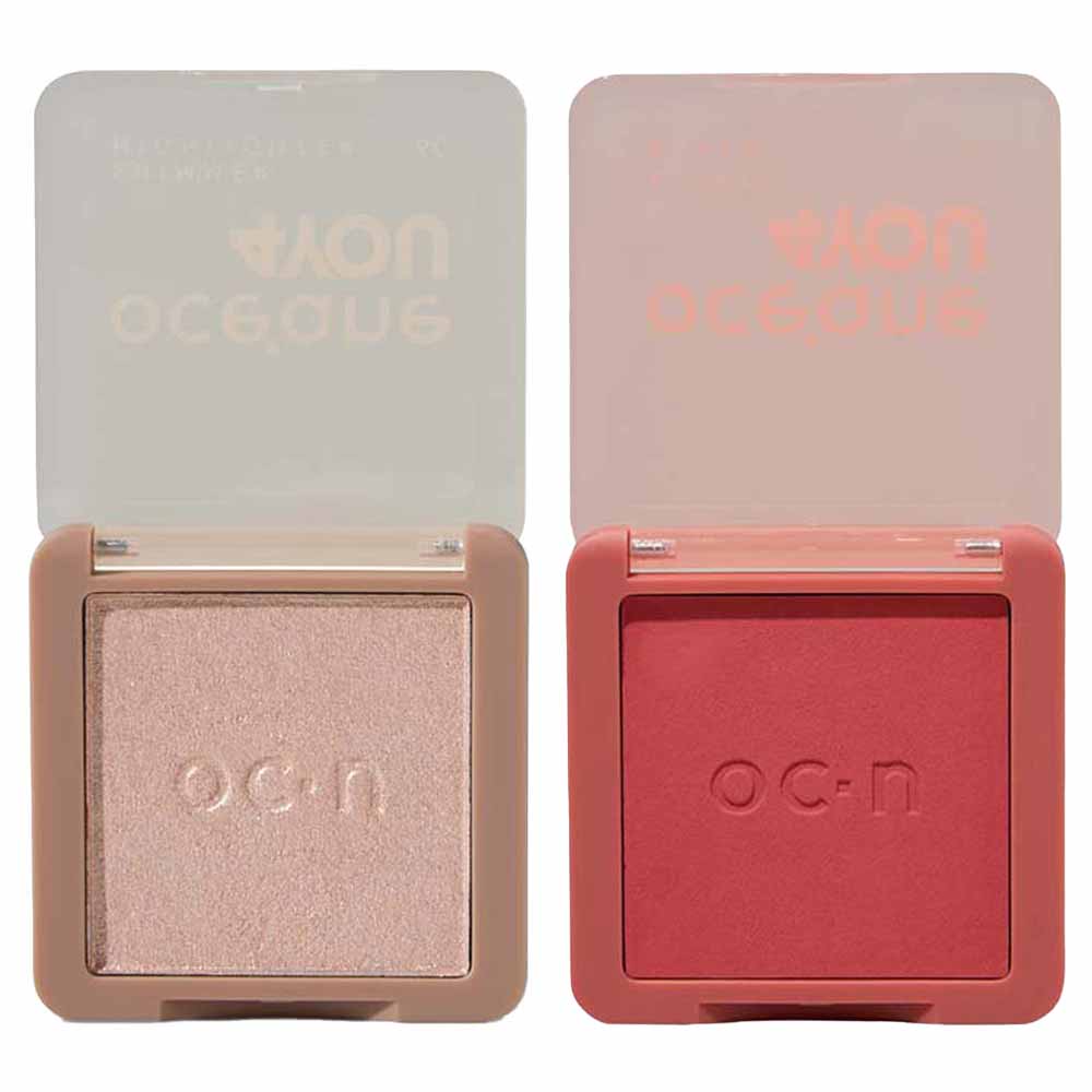 Kit 4 You Iluminador Em Pó Rose + Blush Fluffy Rosa Océane