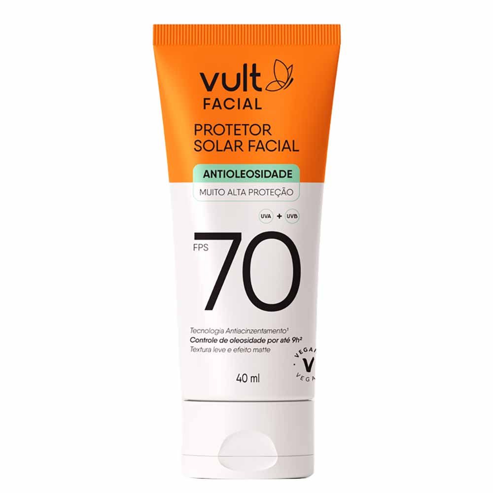Protetor Solar Facial Antioleosidade FPS70 Vult 40ml