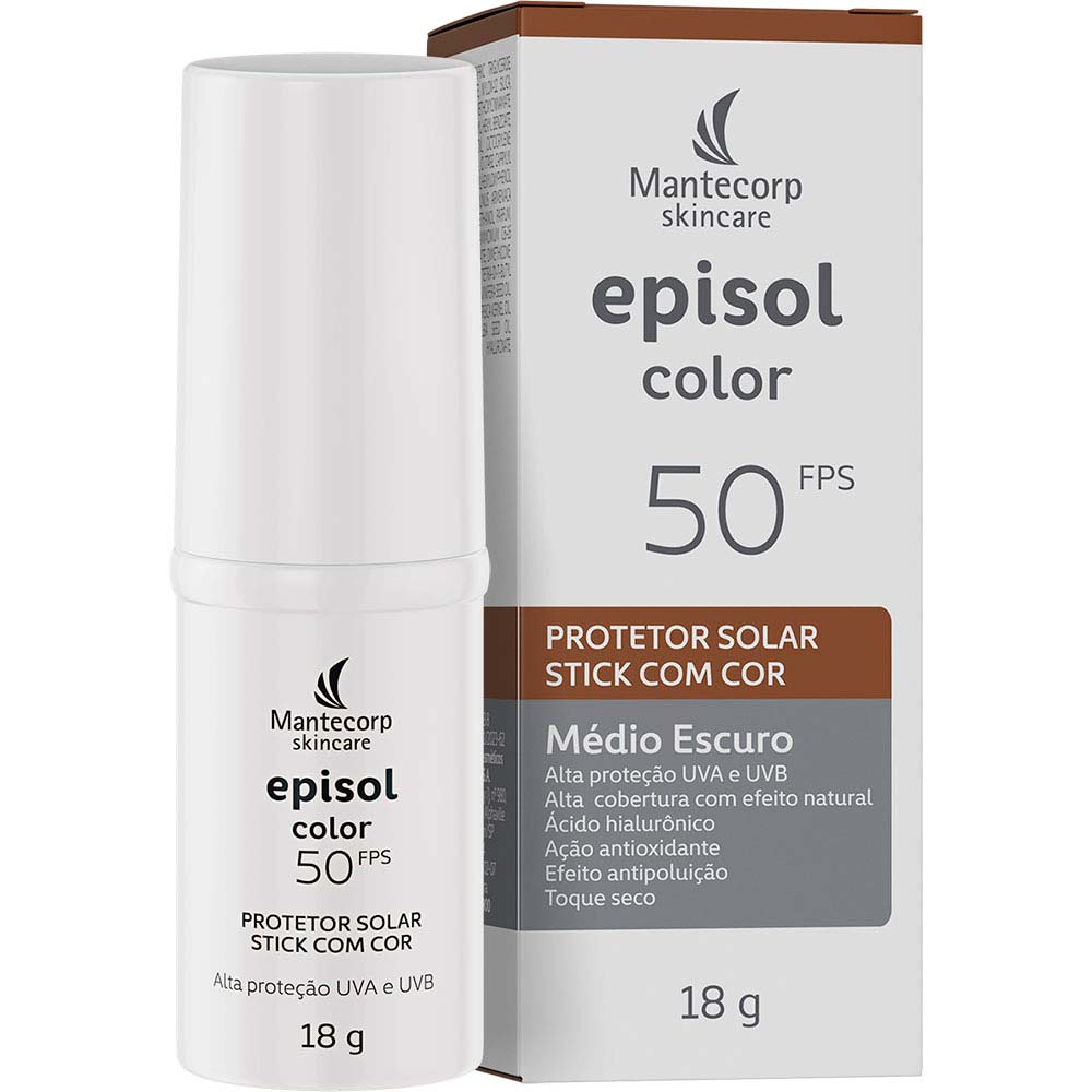 Protetor Solar com Cor Médio Escuro FPS50 Episol Color Stick Mantecorp Skincare 18g