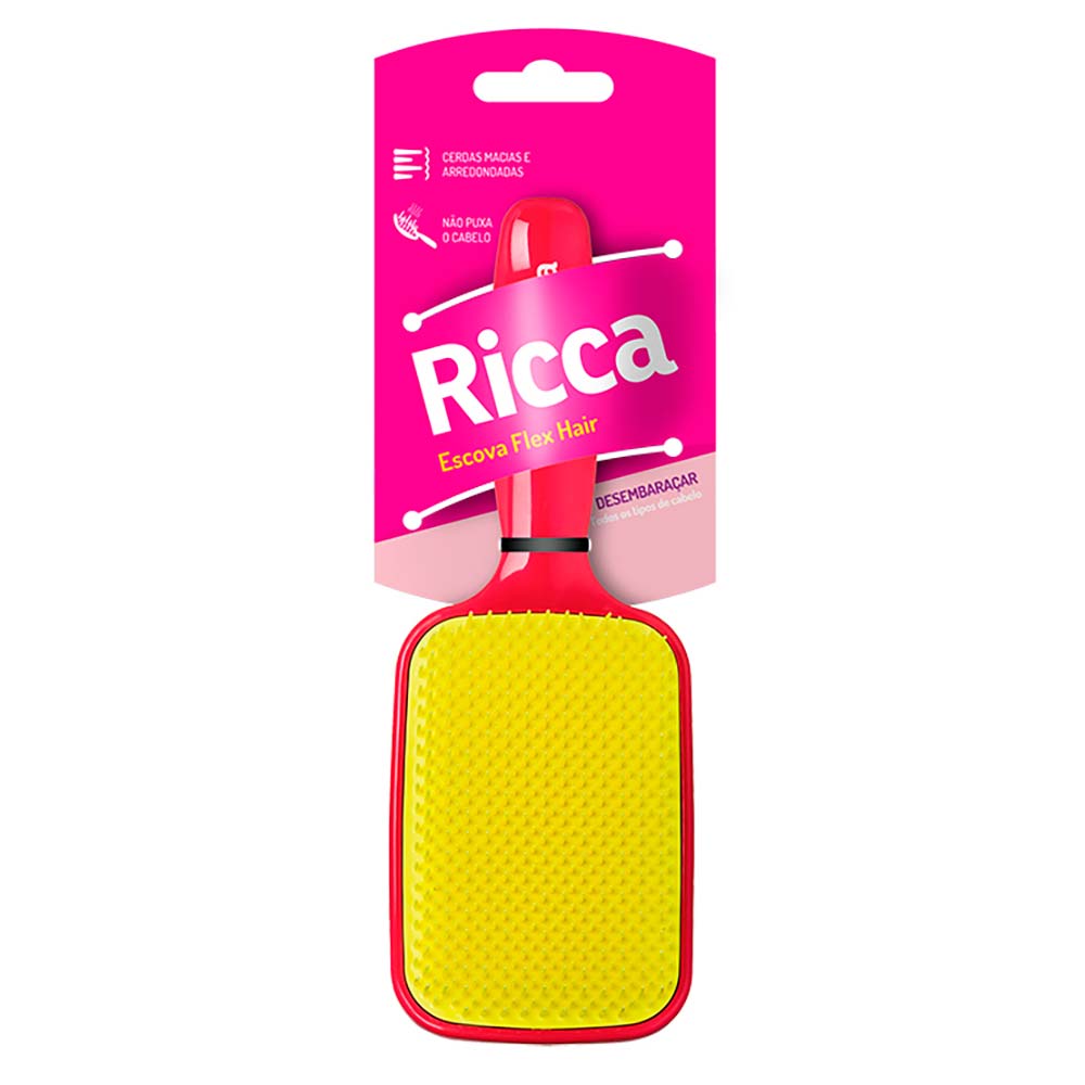 Escova de Cabelo Ricca Raquete Para Desembaraçar Pink Ricca