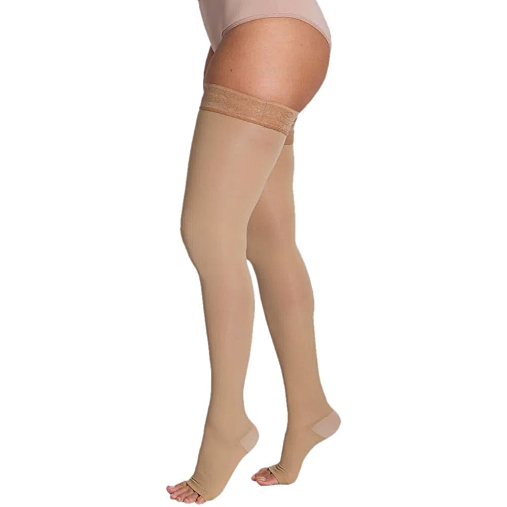 Meia de Compressão 7/8 6000 Venosan Bege 30-40mmHg Pé Aberto Tamanho M