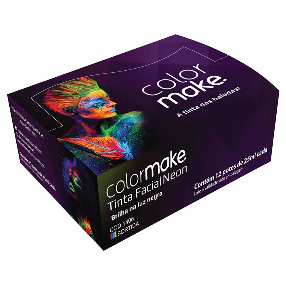 Tinta Facial Neon Com 12 Unidades Colormake 6 Cores Sortidas