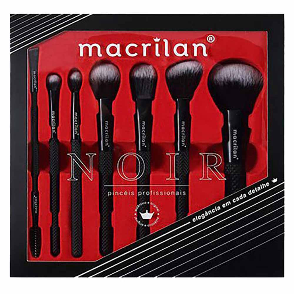 Kit 7 Pincéis para Maquiagem Macrilan Noir