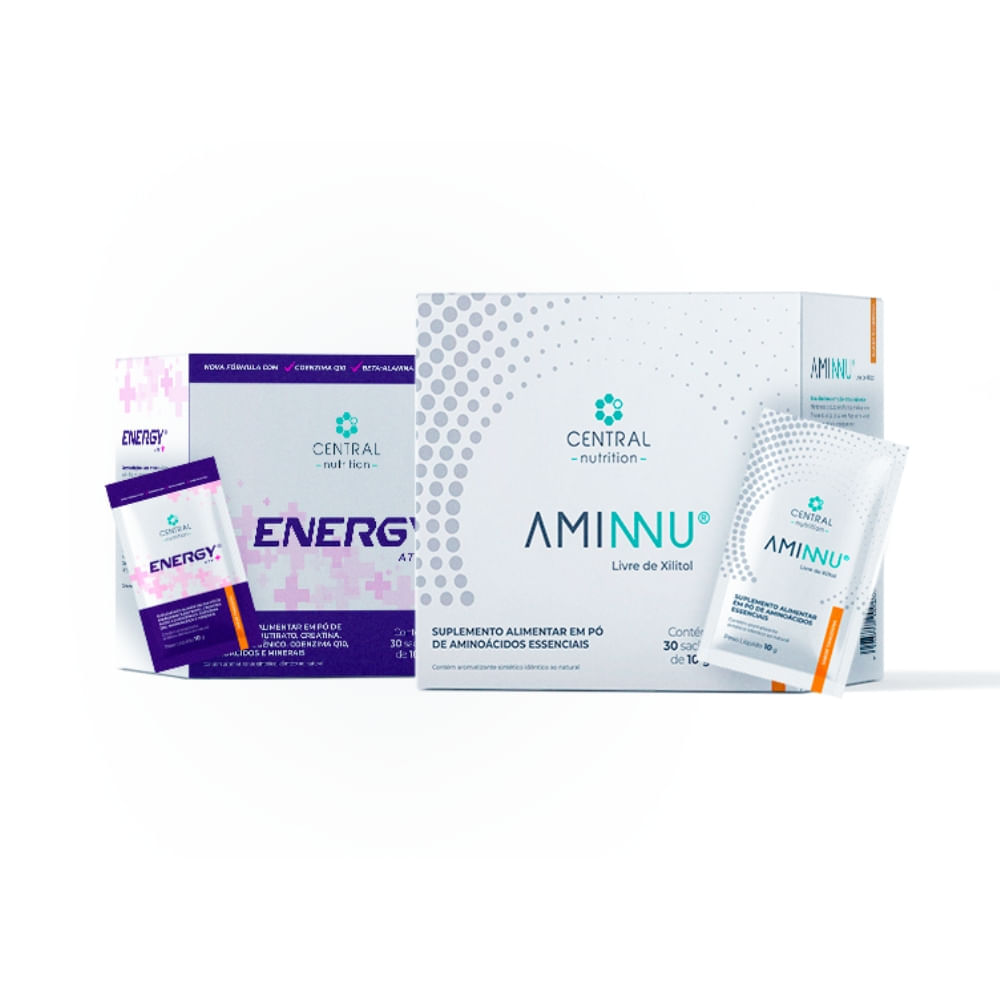Combo Energia e Massa Muscular AMINNU® Sem Xilitol + ENERGY ATP® ✚ Tangerina