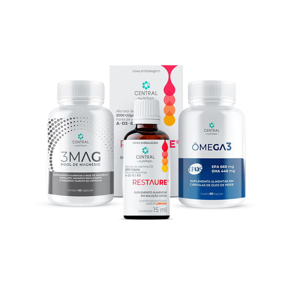 Protocolo Bem-estar Restaure® + 3mag + Ômega 3 Ifos™ 60 Caps