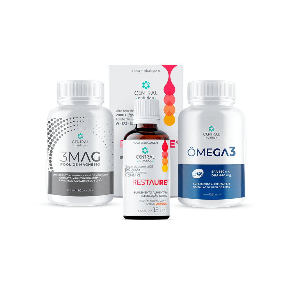 Protocolo Bem-estar Restaure® + 3mag + Ômega 3 Ifos™ 120 Cápsulas