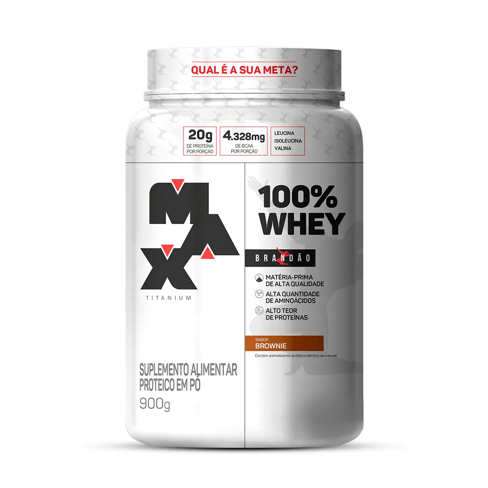 100% Whey Rafael Brandão Pote Max Titanium 900g Brownie