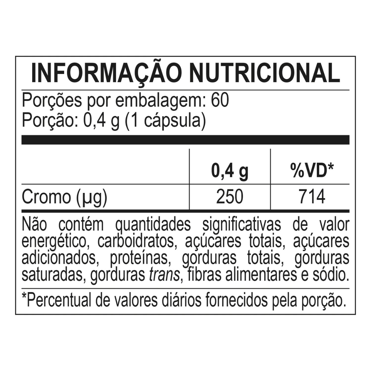Suplemento Cromo Redux 250 Bodyaction 60 Cápsulas