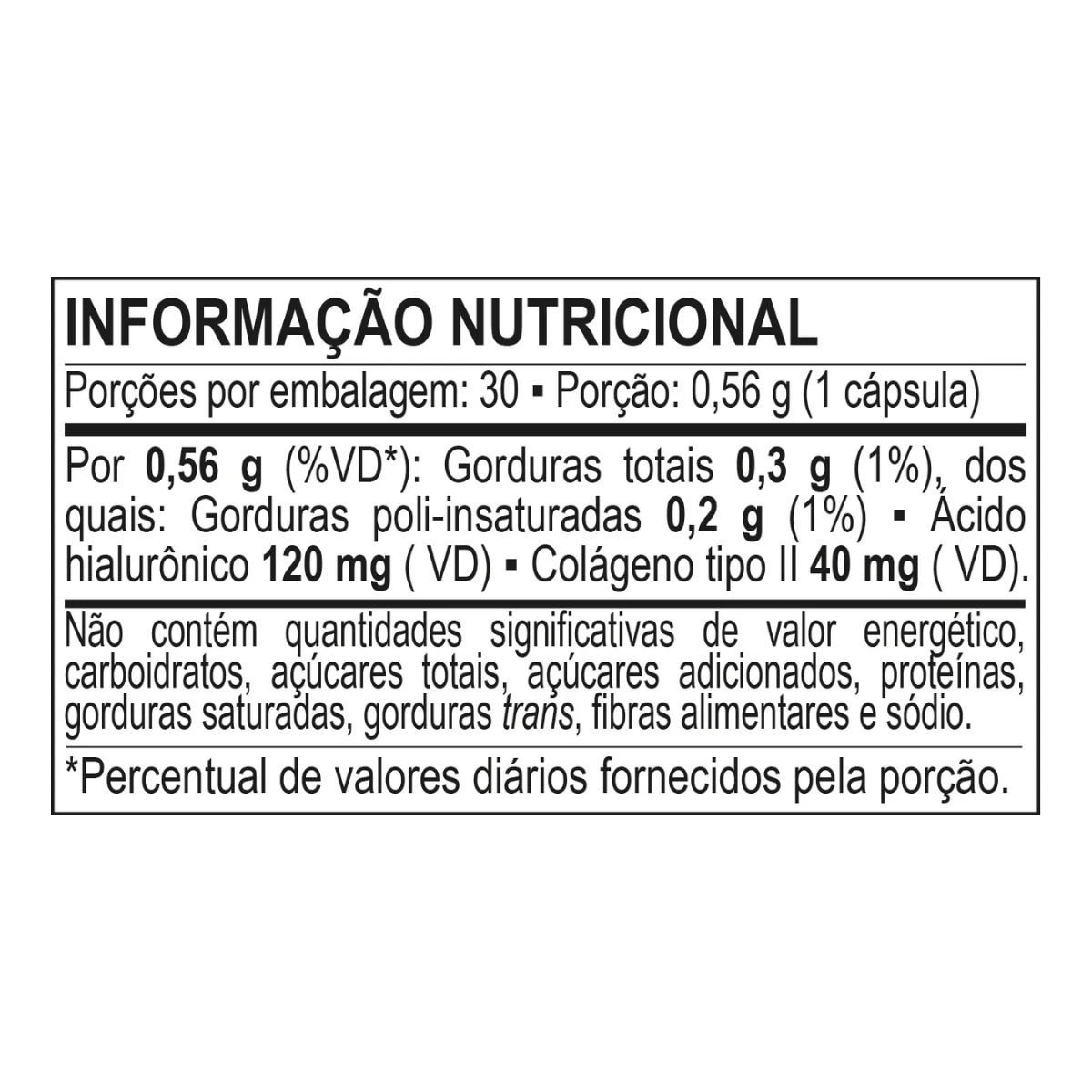 Colágeno Tipo II + Ácido Hialurônico Bodyaction 30 Cáps