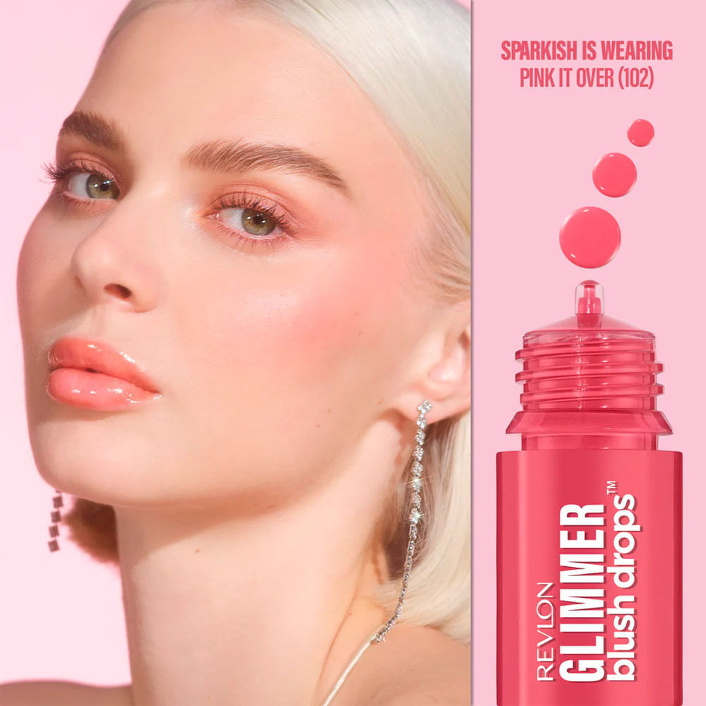Blush em Gotas Revlon Glimmer Blush Drops 9,4 ml Cor Pink It Over