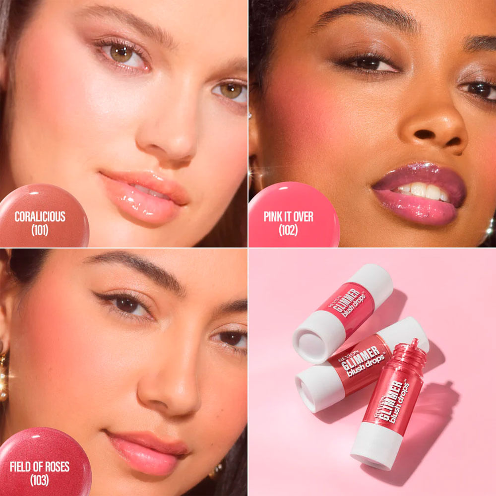 Blush em Gotas Revlon Glimmer Blush Drops 9,4 ml Cor Pink It Over