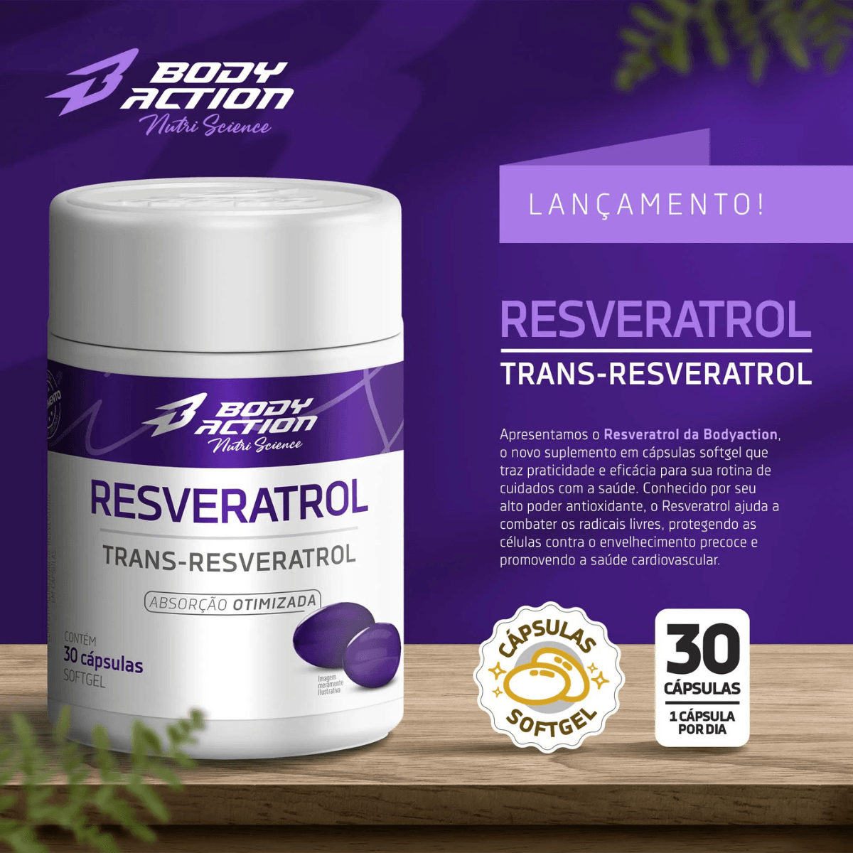 Resveratrol Bodyaction 30 Cápsulas