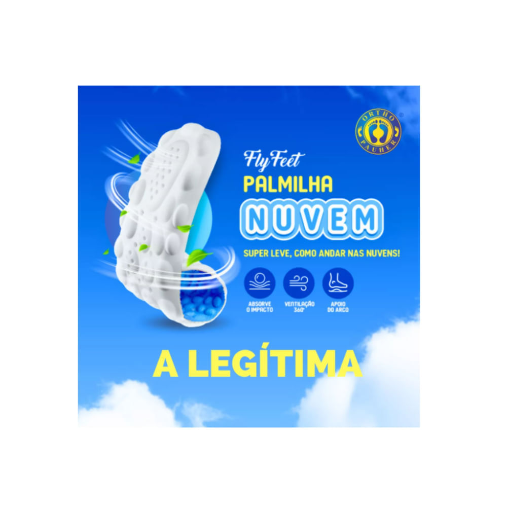 Palmilha Ortopédica Fly Feet Nuvem Tamanho Ortho Pauher 37/38