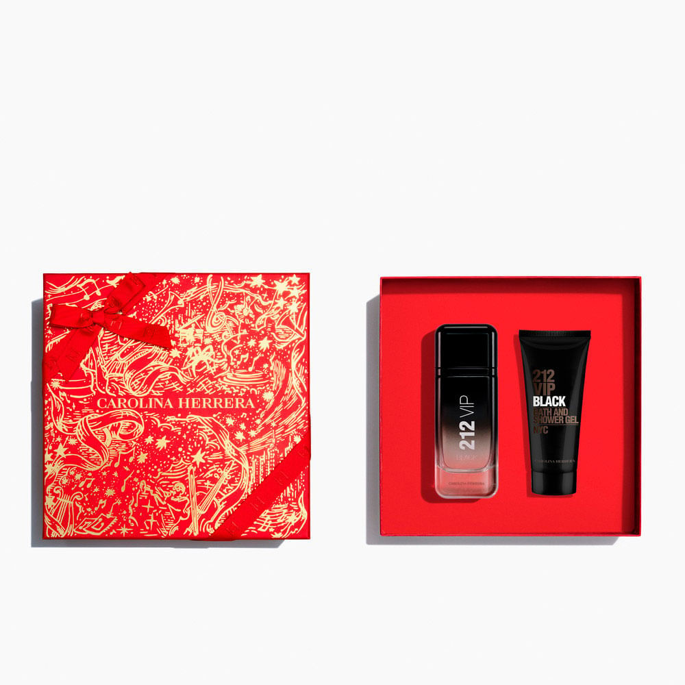 Kit Carolina Herrera 212 VIP Black Masculino Eau de Parfum 100ml + Shower Gel 100ml