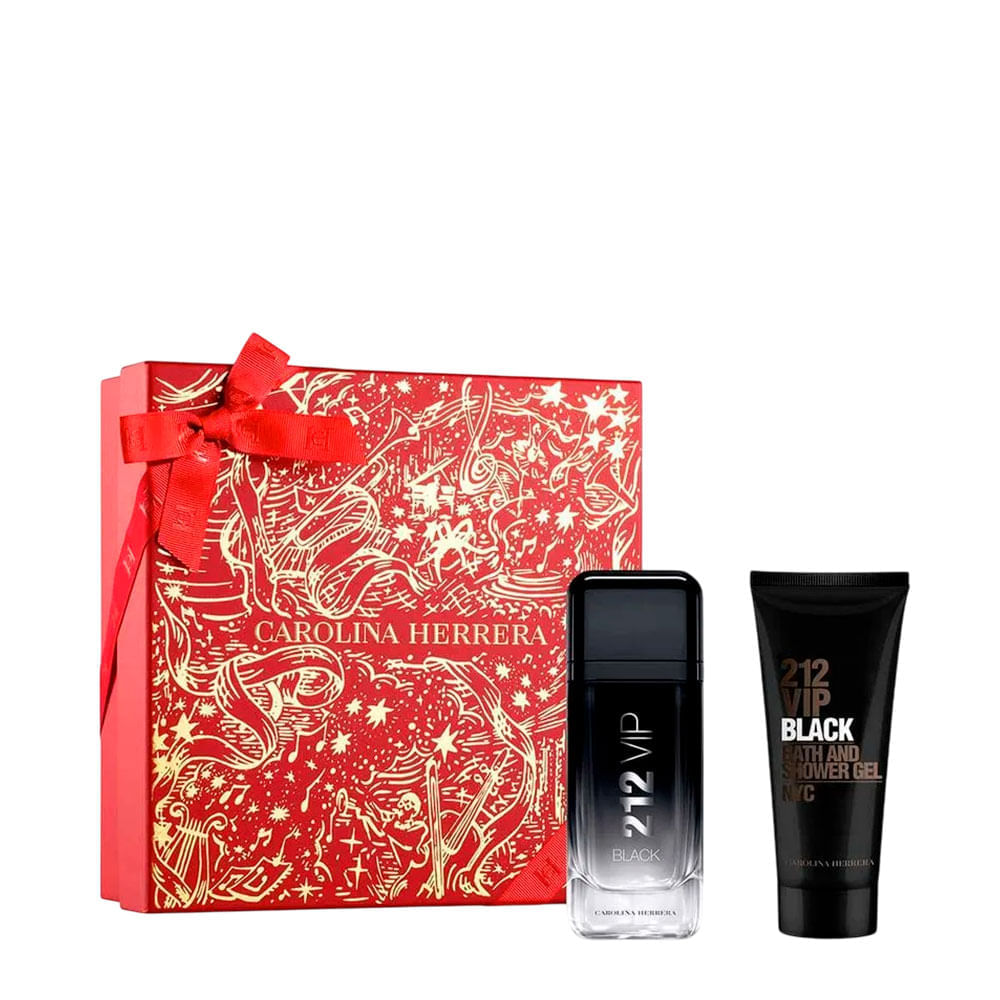 Kit Carolina Herrera 212 VIP Black Masculino Eau de Parfum 100ml + Shower Gel 100ml