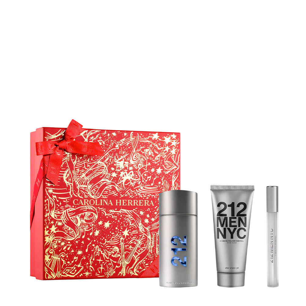 Kit Carolina Herrera 212 Men Masculino Eau De Toilette 100ml + 10ml + Loção Pós-barba 100ml