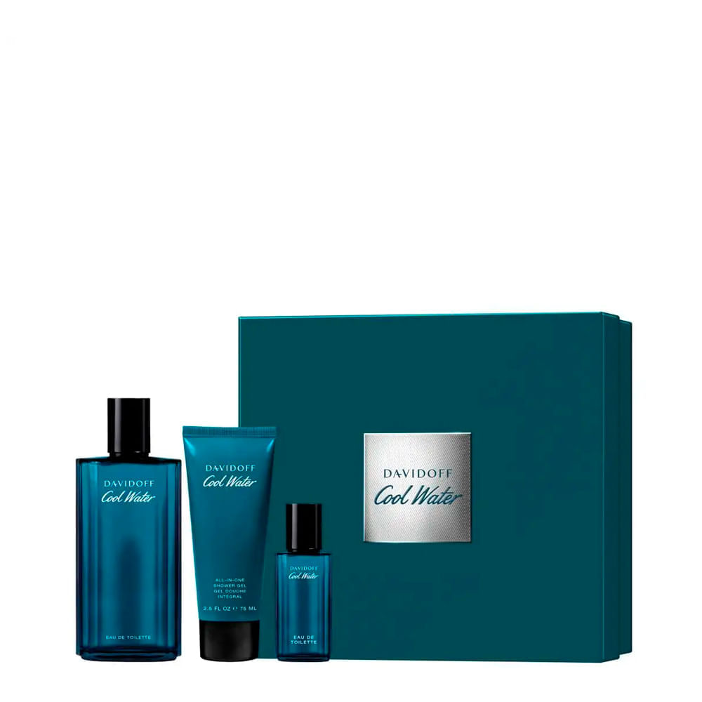 Kit Davidoff Cool Water Masculino Eau De Toilette 125ml + 15ml + Shower Gel 75ml