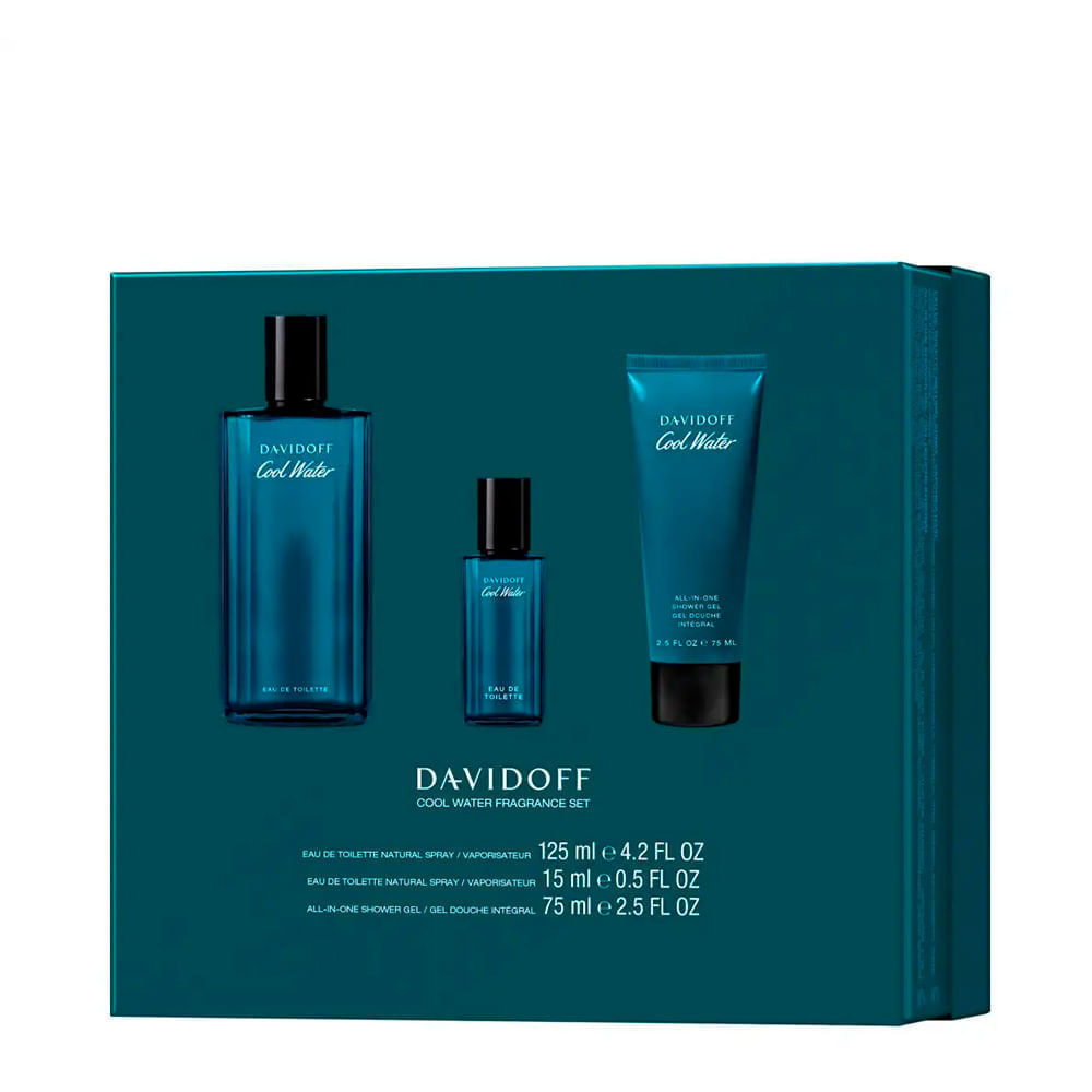 Kit Davidoff Cool Water Masculino Eau de Toilette 125ml + 15ml + Shower Gel 75ml