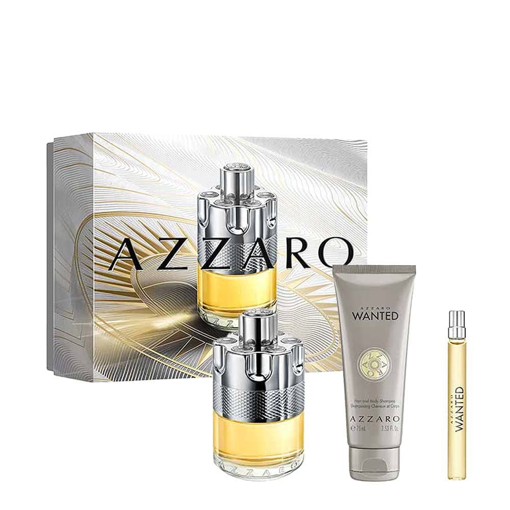 Kit Azzaro Wanted Masculino Eau De Toilette 100ml + 10ml + Gel De Banho 75ml