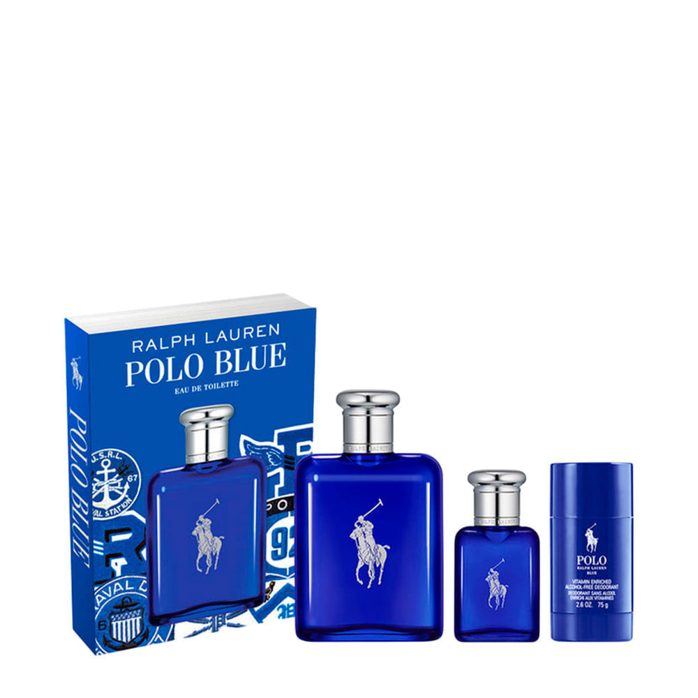 Kit Ralph Lauren Polo Blue Masculino Eau de Toilette 125ml + 40ml + Desodorante 75g