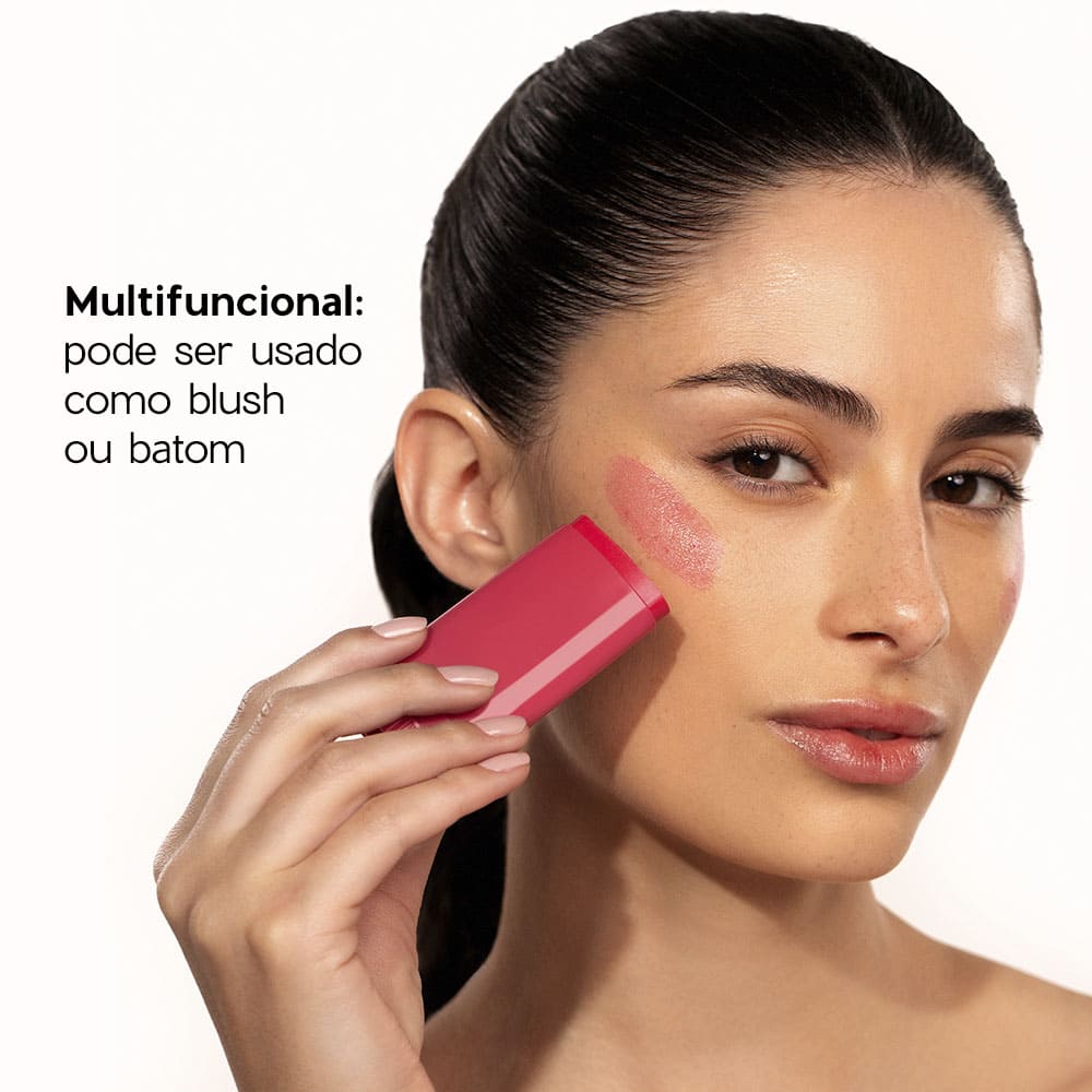 Kit Blush em Bastão Rosa + Sombra Líquida Pêssego Océane Limited