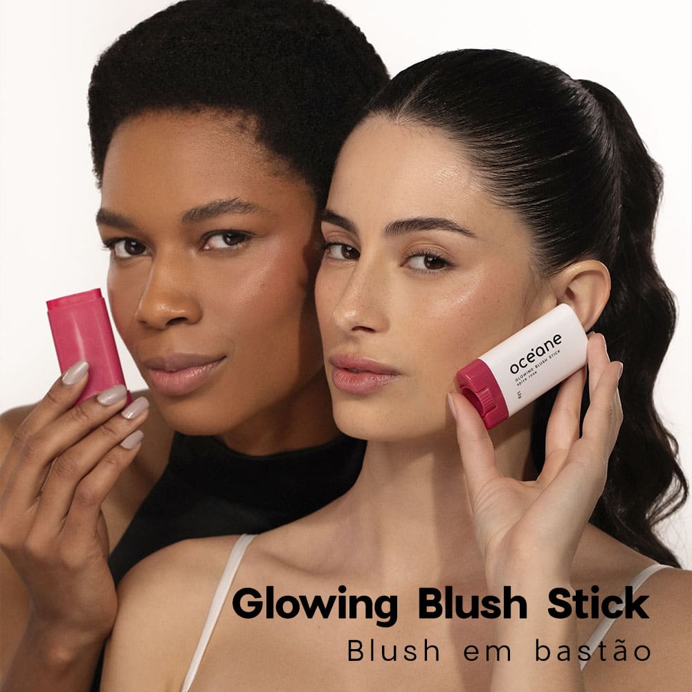 Kit Blush em Bastão Rosa + Sombra Líquida Pêssego Océane Limited