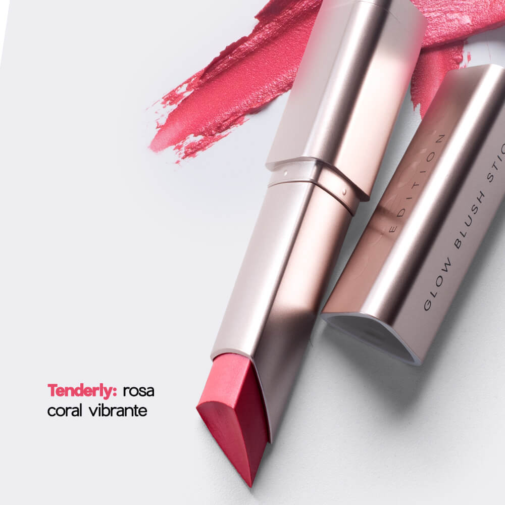 Blush em Bastão Cintilante Rosa Coral Glow Blush Stick Tenderly Océane Edition&nbsp;7g