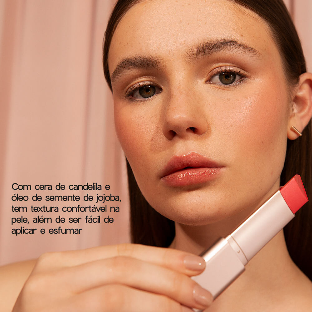 Blush em Bastão Cintilante Rosa Coral Glow Blush Stick Tenderly Océane Edition&nbsp;7g