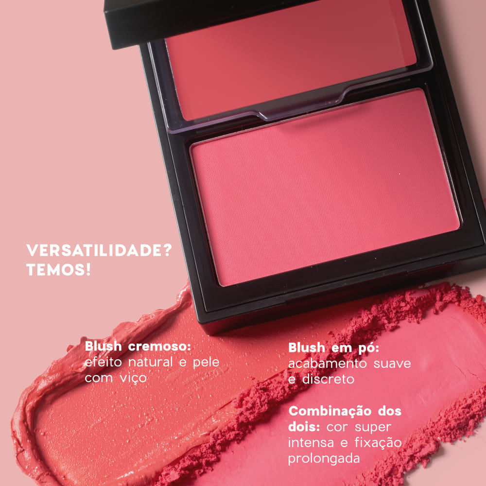 Blush Cremoso e em Pó Rosa Pink Duo Blush Punch Paint Océane Edition 10,2g