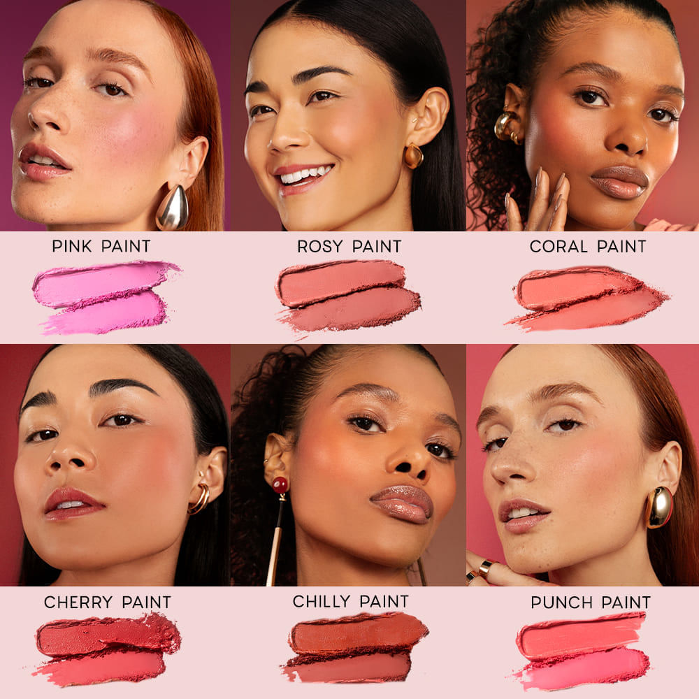 Blush Cremoso e em Pó Rosa Pink Duo Blush Punch Paint Océane Edition 10,2g