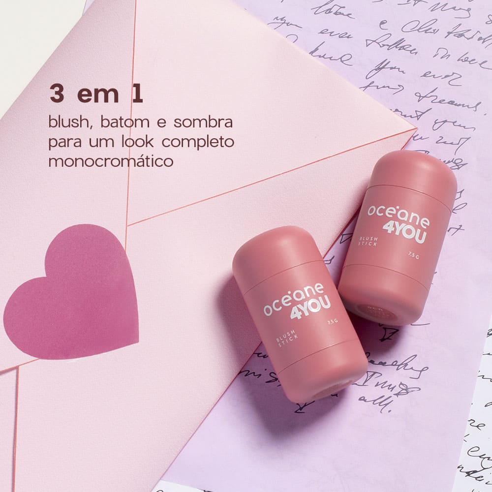Blush em Bastão Rosa Blush Stick Love Letter 4you 7,5g