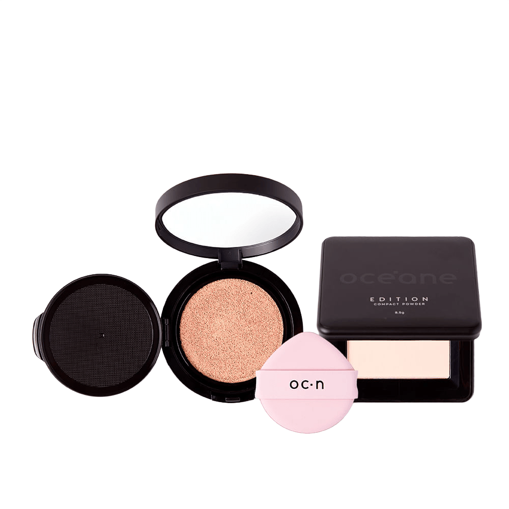 Kit Base Líquida Cushion 05 + Pó Compacto Porcelain Océane Edition