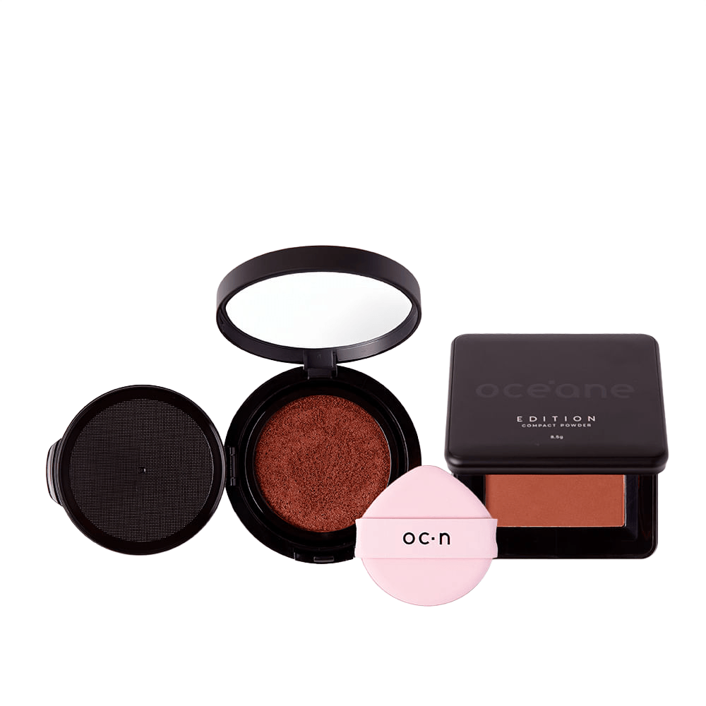 Kit Base Líquida Cushion 80 + Pó Compacto Toffee Océane Edition