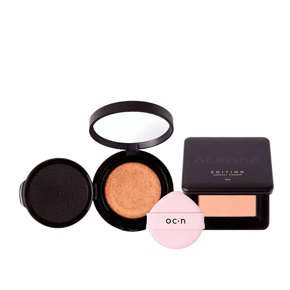 Kit Base Líquida Cushion 40 + Pó Compacto Warm Beige Océane Edition