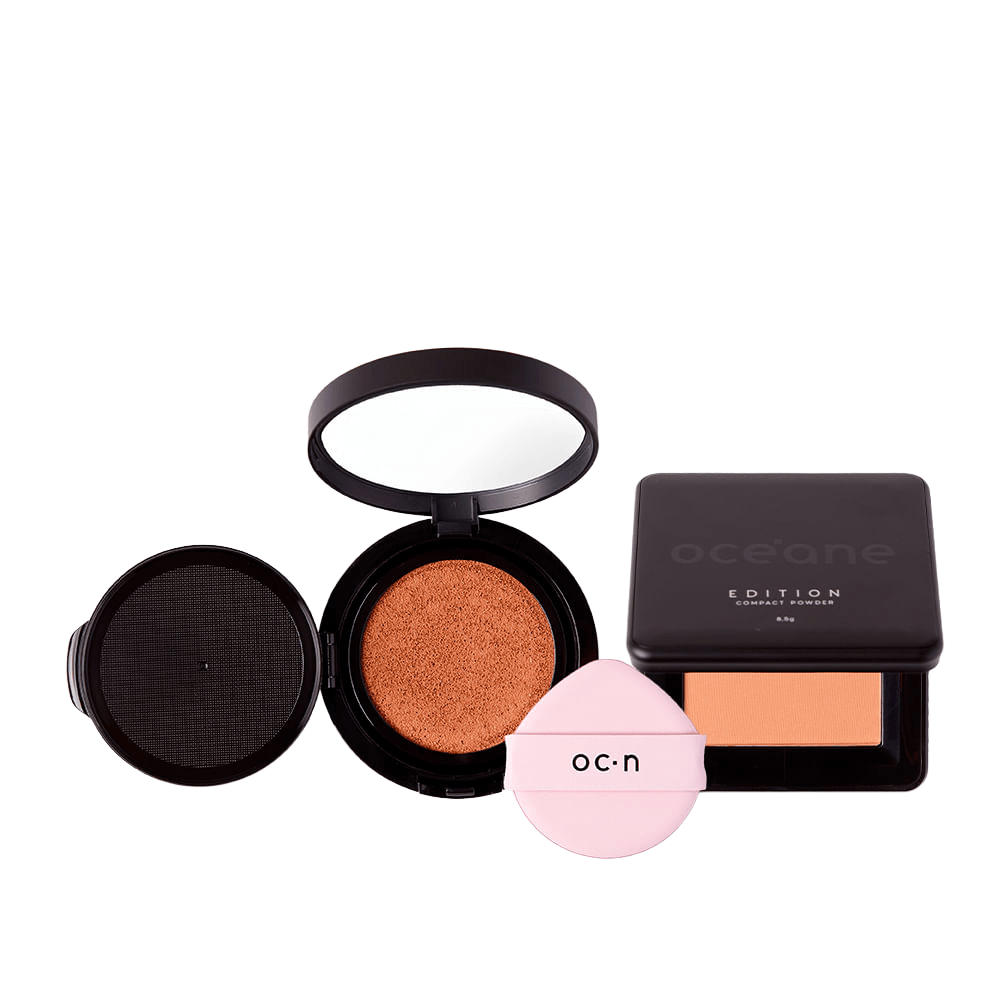 Kit Base Líquida Cushion 50 + Pó Compacto True Caramel Océane Edition