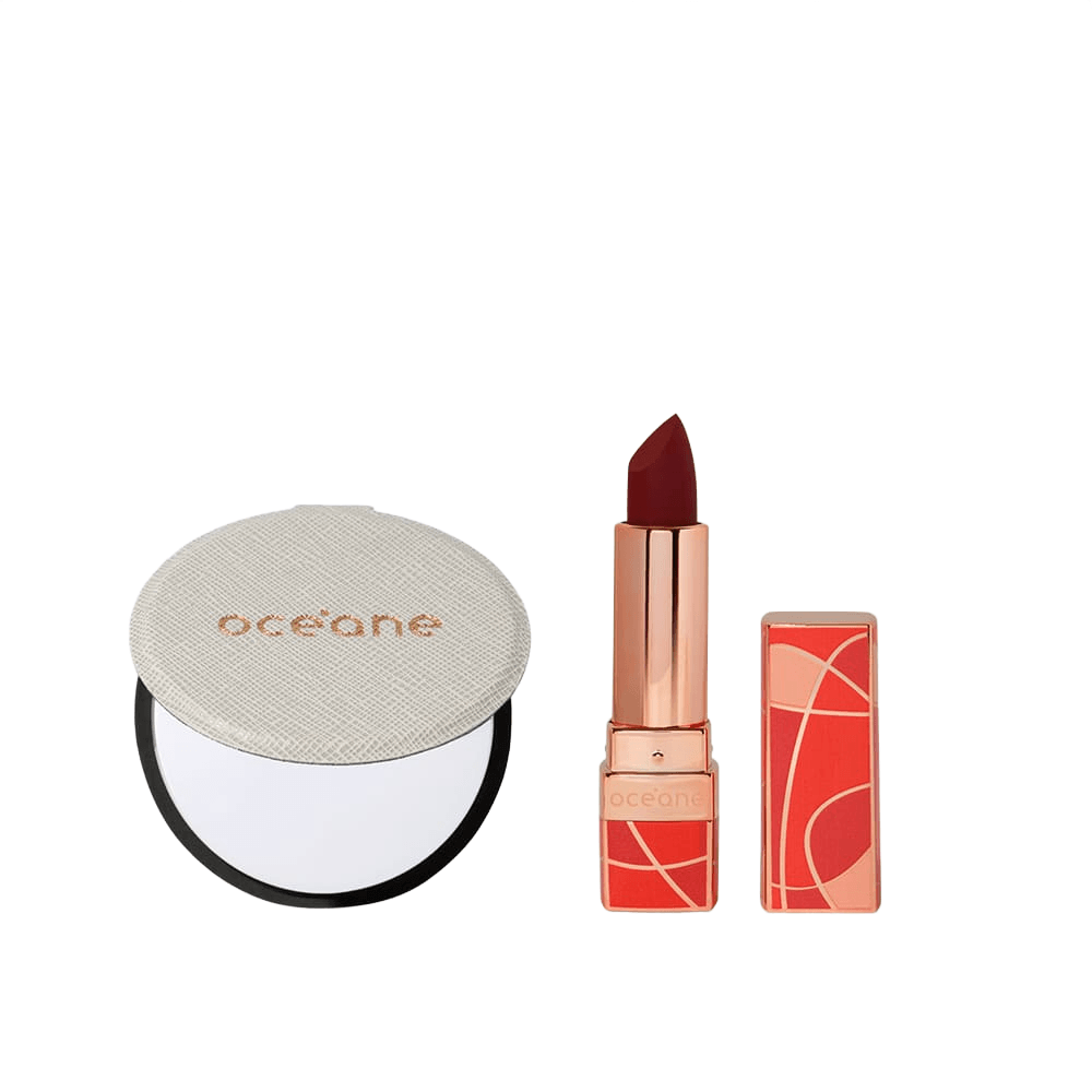 Kit Espelho Compacto + Batom Vinho Capri
