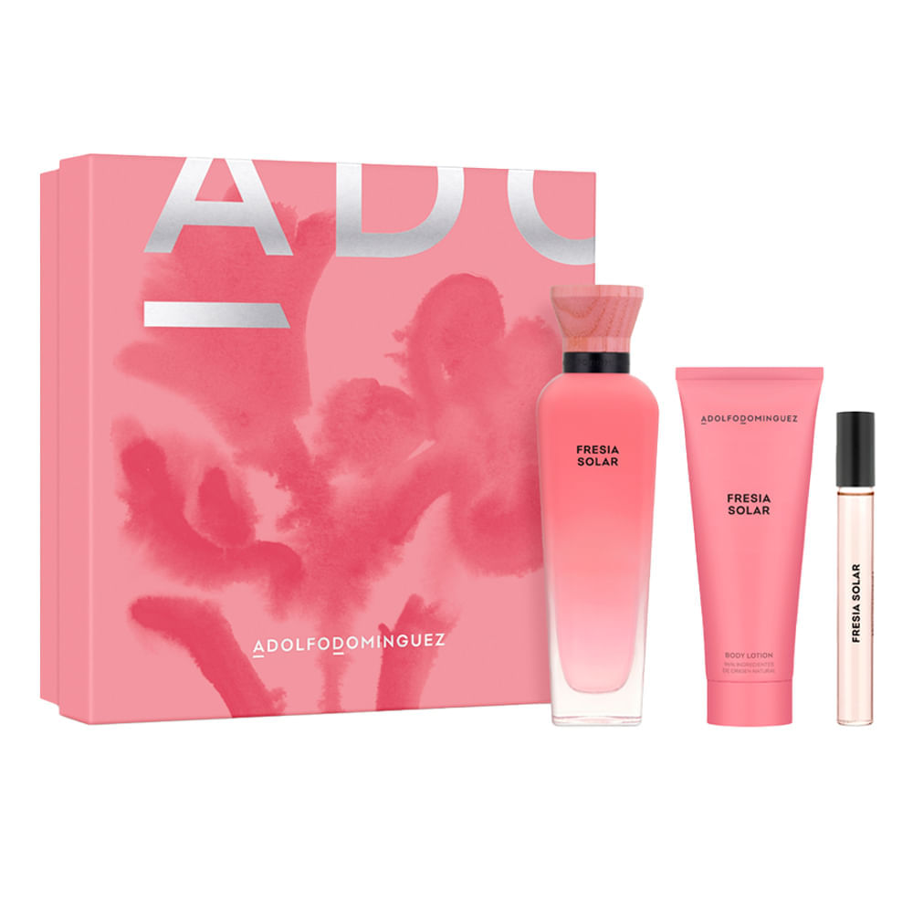 Kit Adolfo Dominguez Água Fresca Fresia Solar Feminino Eau de Parfum 120ml + Creme Corporal 75ml + Miniatura 10ml