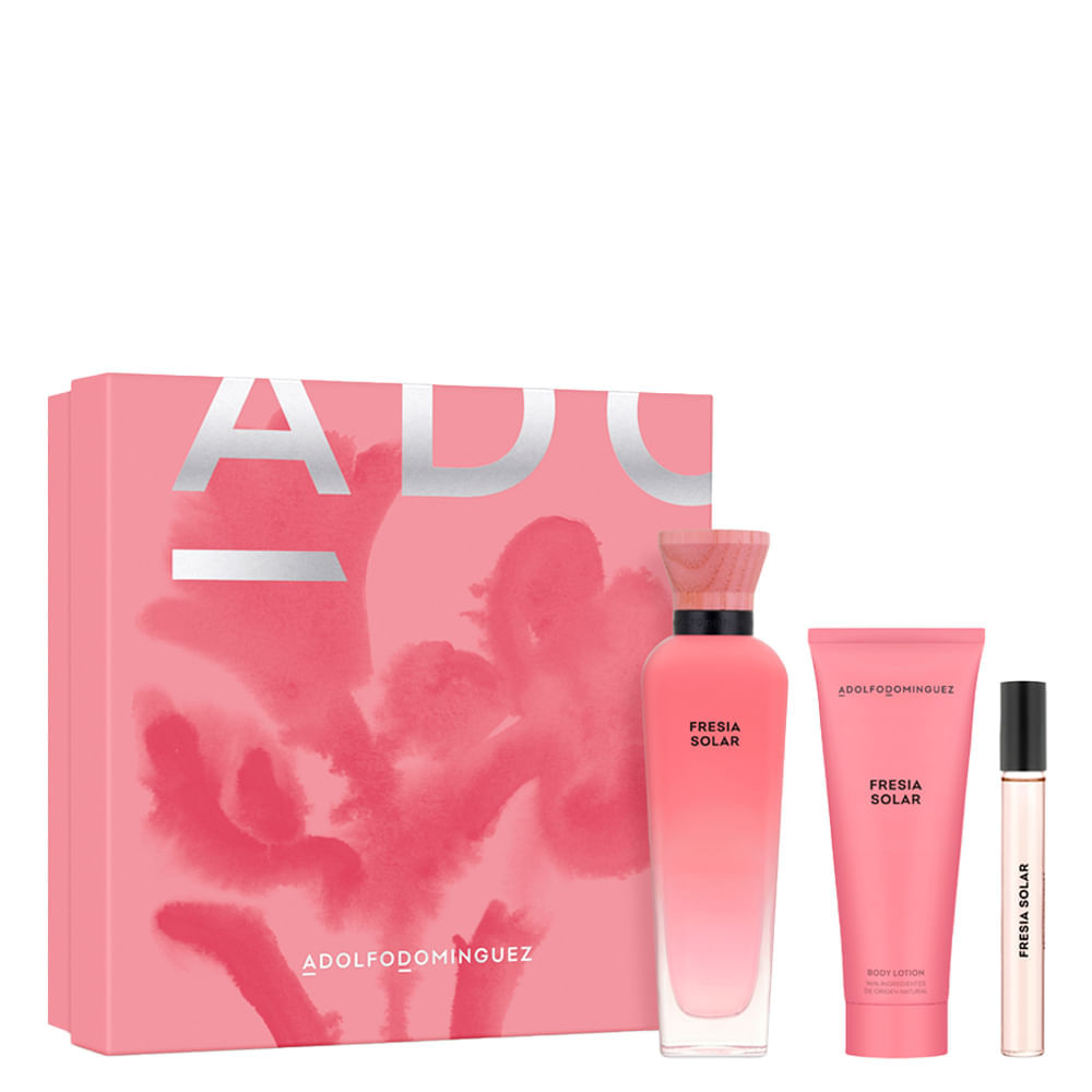 Kit Adolfo Dominguez Água Fresca Fresia Solar Feminino Eau De Parfum 120ml + Creme Corporal 75ml + Miniatura 10ml