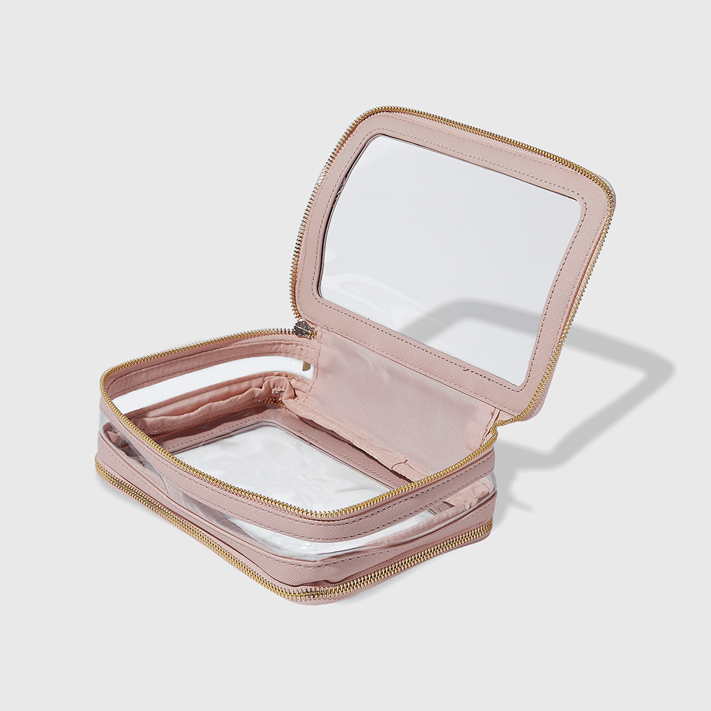 Nécessaire Nude com Transparência Double Crystal Case