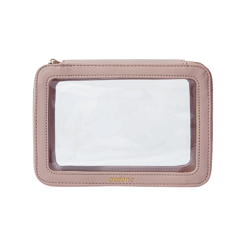 Nécessaire Nude com Transparência Double Crystal Case