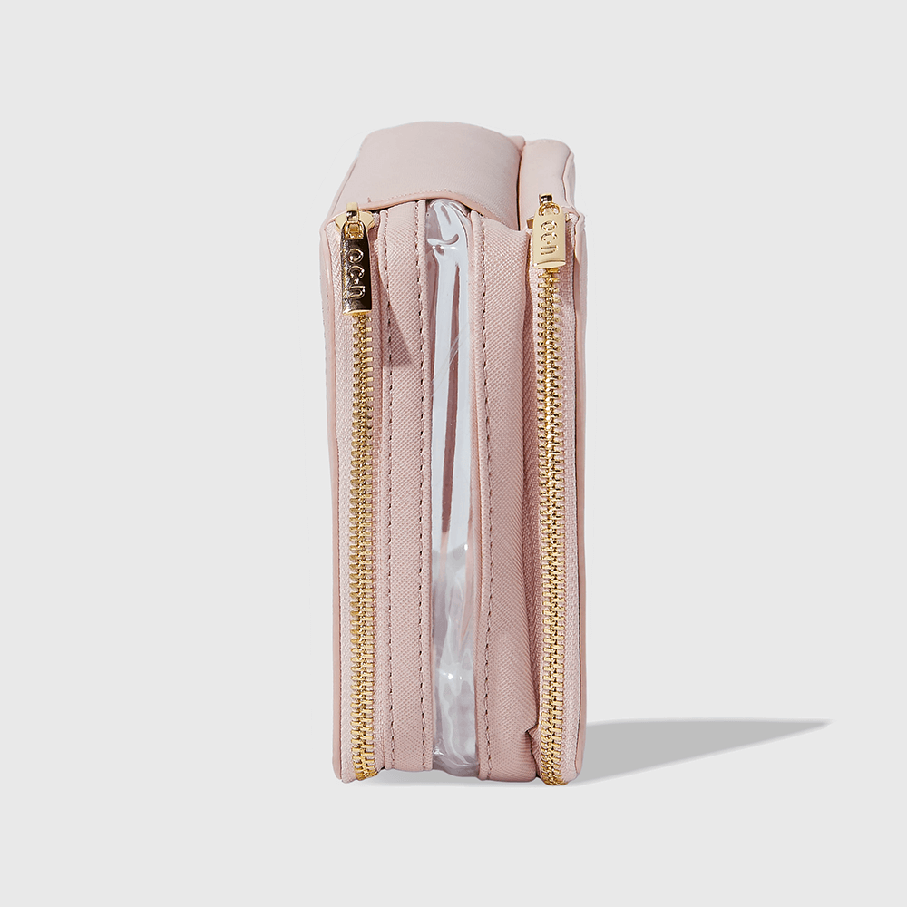 Nécessaire Nude com Transparência Double Crystal Case