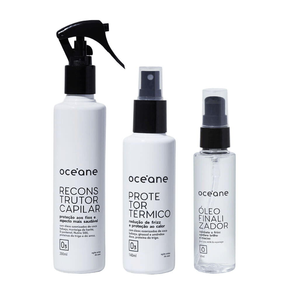 Kit Finalização Capilar Completa Reconstrutor + Protetor Térmico + Óleo