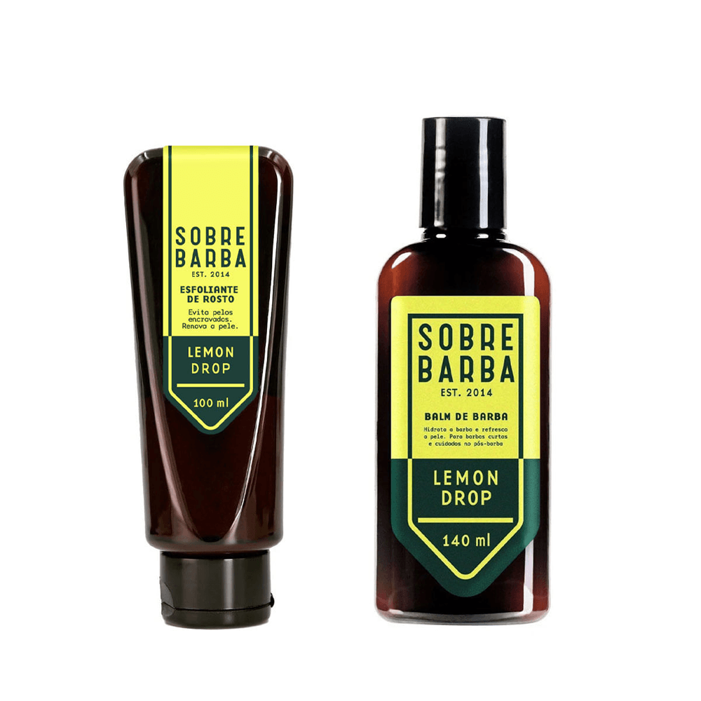 Kit Sobrebarba Esfoliante De Rosto 100ml + Balm De Barba 140ml Lemon Drop