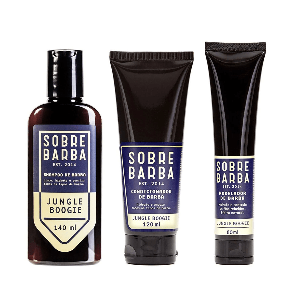 Kit Sobrebarba Shampoo De Barba 140ml + Condicionador 120ml + Modelador 80ml Jungle Boogie