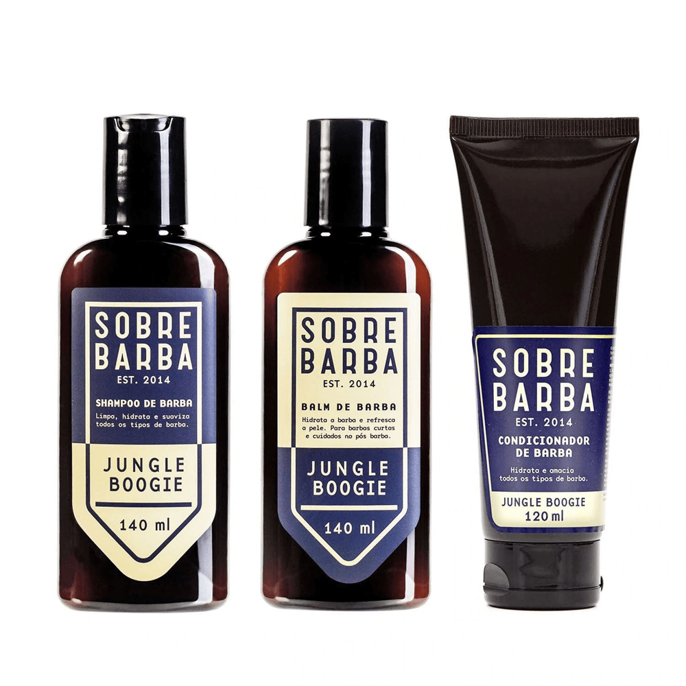 Kit Sobrebarba Shampoo 140ml + Condicionador 120ml+ Balm De Barba 140ml Jungle Boogie