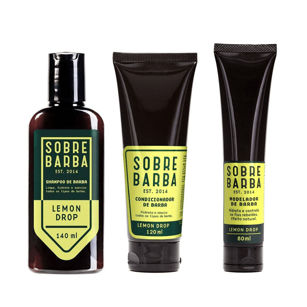 Kit Sobrebarba Shampoo 140ml + Condicionador 120ml + Modelador De Barba 80ml Lemon Drop