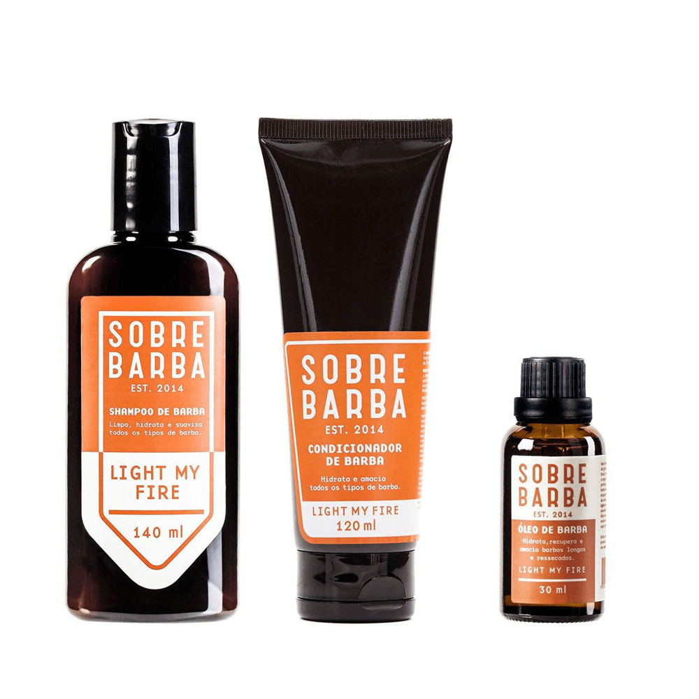 Kit Sobrebarba Shampoo 140ml + Condicionador 120ml + Óleo De Barba 30ml Light My Fire